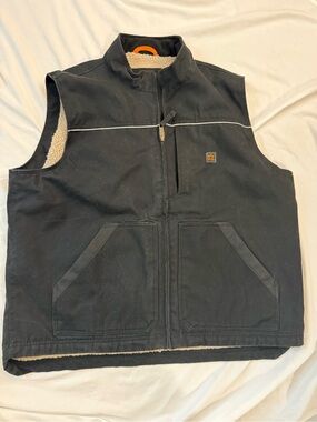 Walls Black Sherpa-Lined Work Vest with Tan Lining